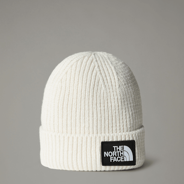 The North Face Tnf Logo Box Cuffed Beanie White Dune