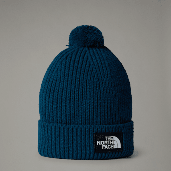 The North Face Tnf Logo Box Pom Beanie Midnight Petrol