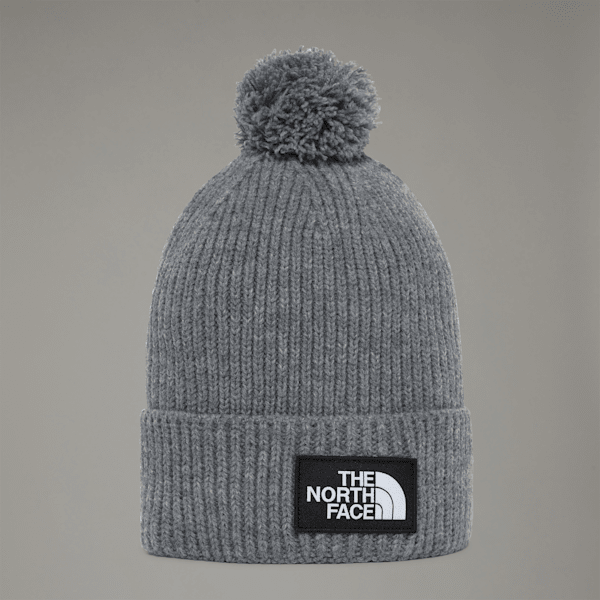 The North Face Tnf Logo Box Pom Beanie Tnf Medium Grey Heather One Size male | LYBSTORE