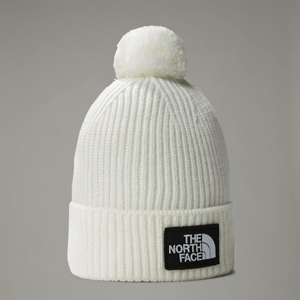 The North Face Tnf Logo Box Pom Beanie Gardenia White