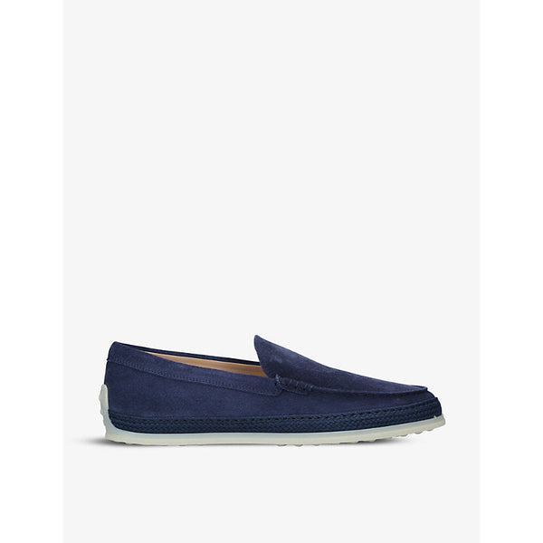 TODS Raffia-midsole suede loafers