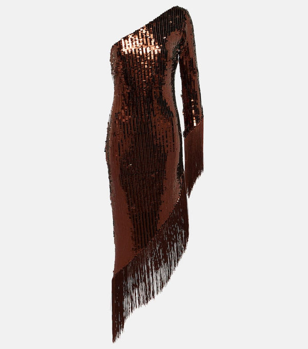 Taller Marmo Aventador Disco sequined fringed midi dress | LYBSTORE