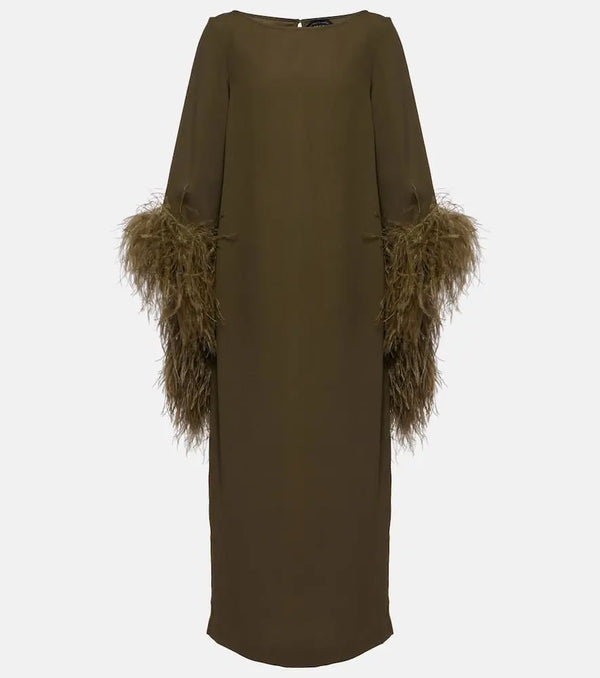 Taller Marmo Del Lago feather-trimmed midi dress