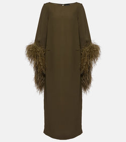 Taller Marmo Del Lago feather-trimmed midi dress