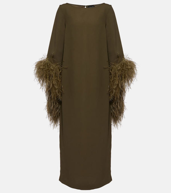 Taller Marmo Del Lago feather-trimmed midi dress