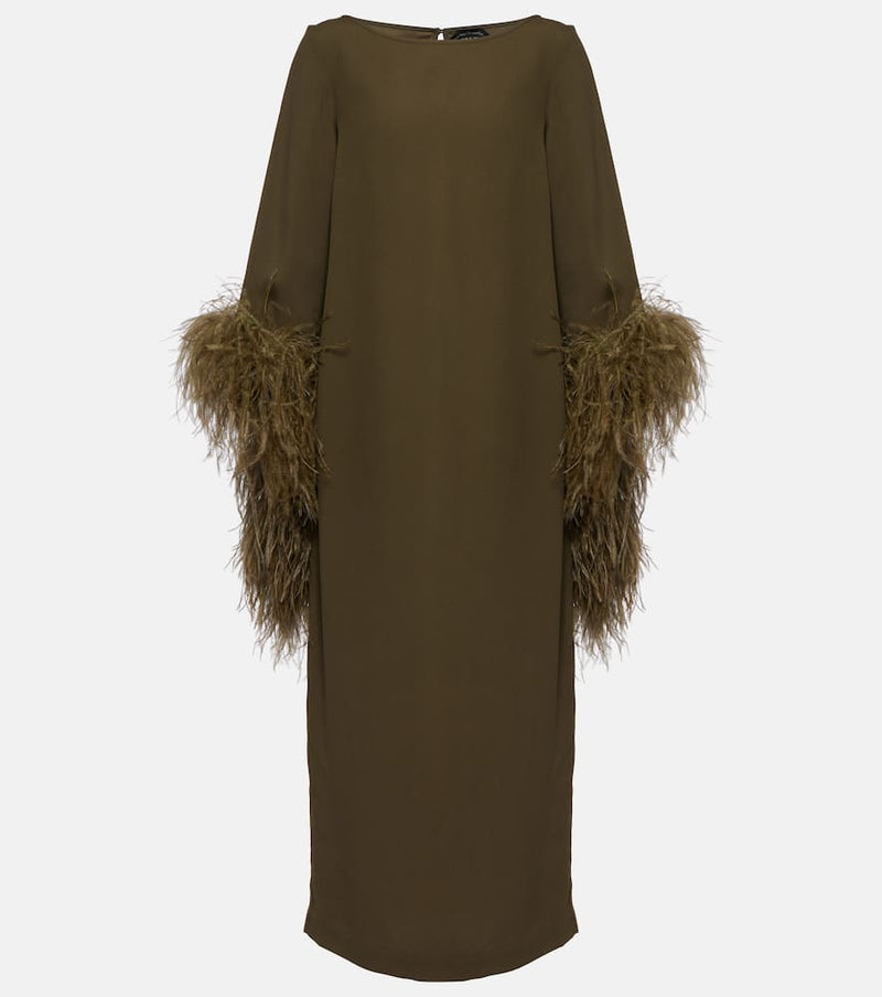 Taller Marmo Del Lago feather-trimmed midi dress