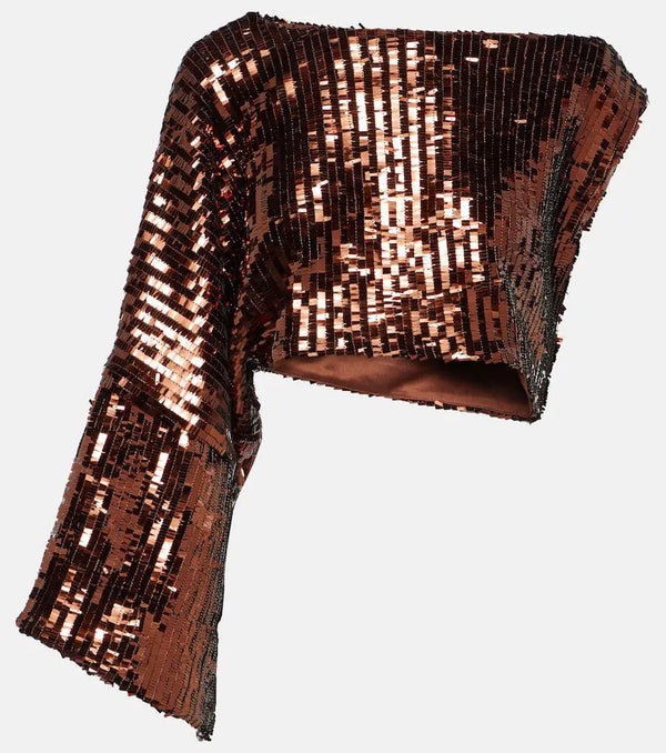 Taller Marmo Eric sequined one-shoulder top | LYBSTORE