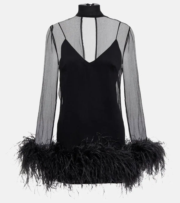 Taller Marmo Feather-trimmed minidress | LYBSTORE