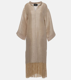 Taller Marmo Tigris fringed linen-blend shift dress