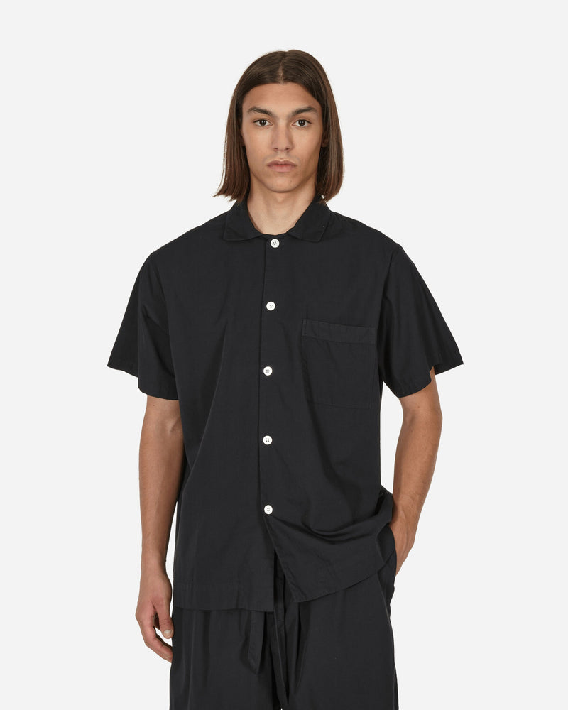 Tekla Poplin Pyjamas Shortsleeve Shirt Black