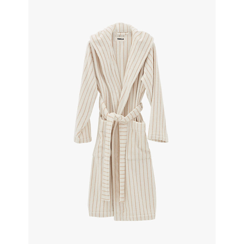 Womens Tekla Hooded striped organic-cotton robe