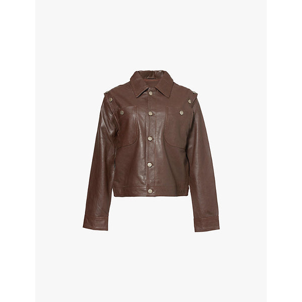 Womens Telfar Convertible oversized leather jacket