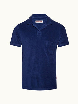 Terry Towelling - Blue Wash Tailored Fit Towelling Resort Polo Shirt