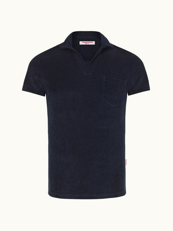 Terry Towelling - Navy Towelling Resort Polo Shirt