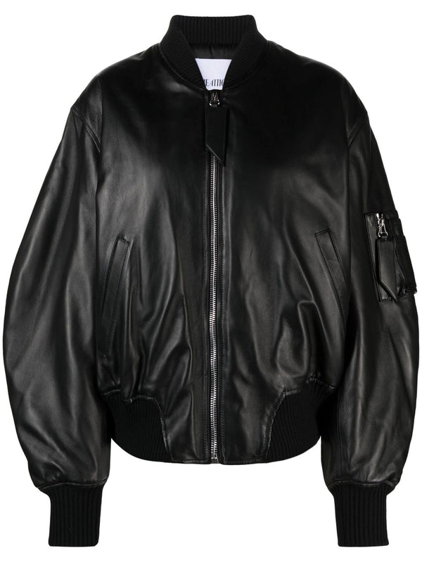 The Attico Anja Leather Bomber Jacket