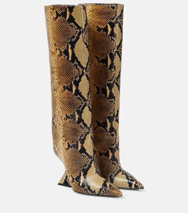 The Attico Cheope snake-effect leather knee-high boots | LYBSTORE