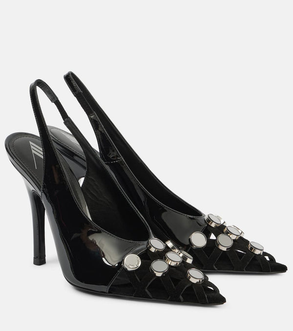 The Attico Fiona 105 patent leather slingback pumps