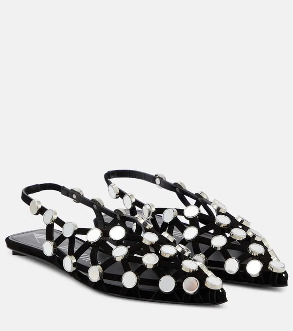 The Attico Grid embellished suede ballet flats