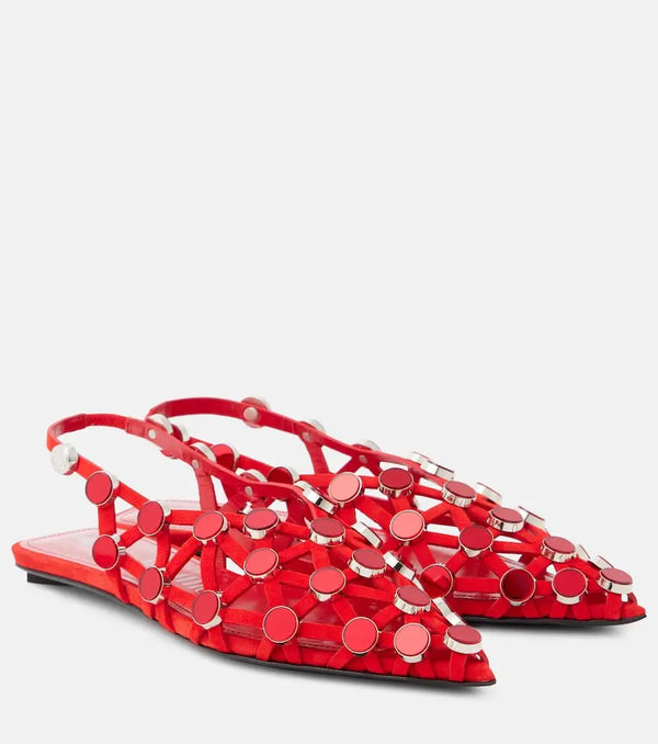 The Attico Grid studded suede slingback flats | LYBSTORE