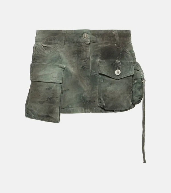 The Attico Low-rise cargo denim miniskirt | LYBSTORE