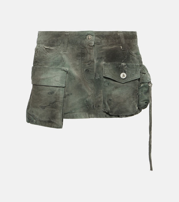 The Attico Low-rise cargo denim miniskirt