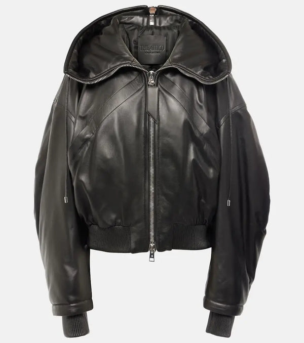 The Attico Oversized leather bomber jacket