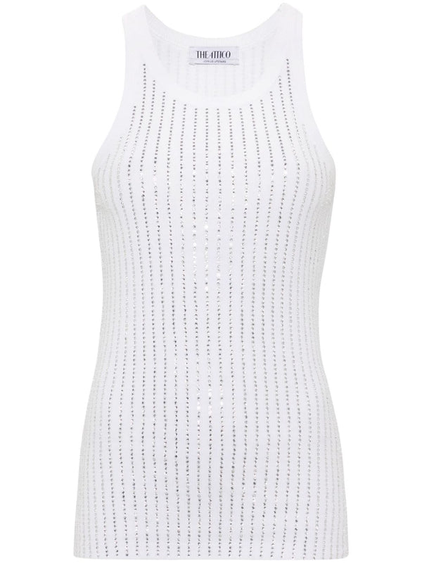 The Attico Strass Embellished Cotton Top