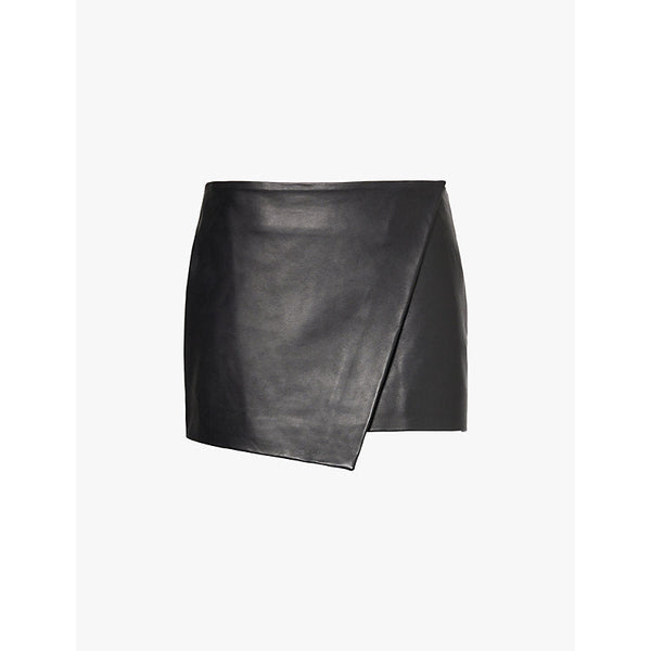 Womens The Frankie Shop Cleo wrap-around leather mini skirt