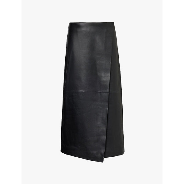 Womens The Frankie Shop Hedi wrap-around leather midi skirt