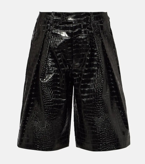 The Frankie Shop Jerkins croc-effect faux leather Bermuda shorts | LYBSTORE