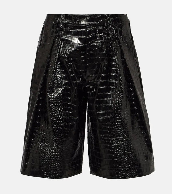 The Frankie Shop Jerkins croc-effect faux leather Bermuda shorts | LYBSTORE