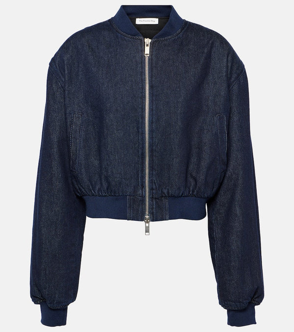 The Frankie Shop Micky cropped denim bomber jacket