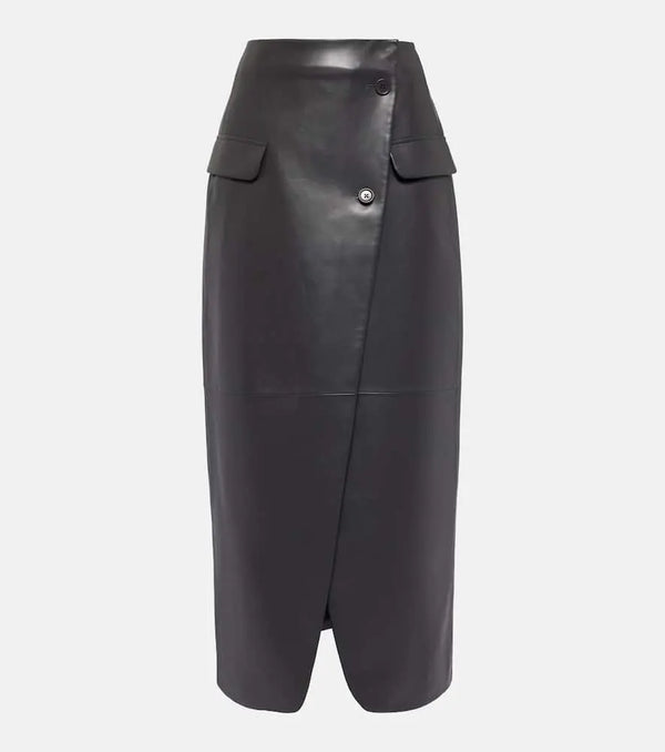 The Frankie Shop Nan asymmetric faux leather maxi skirt | LYBSTORE