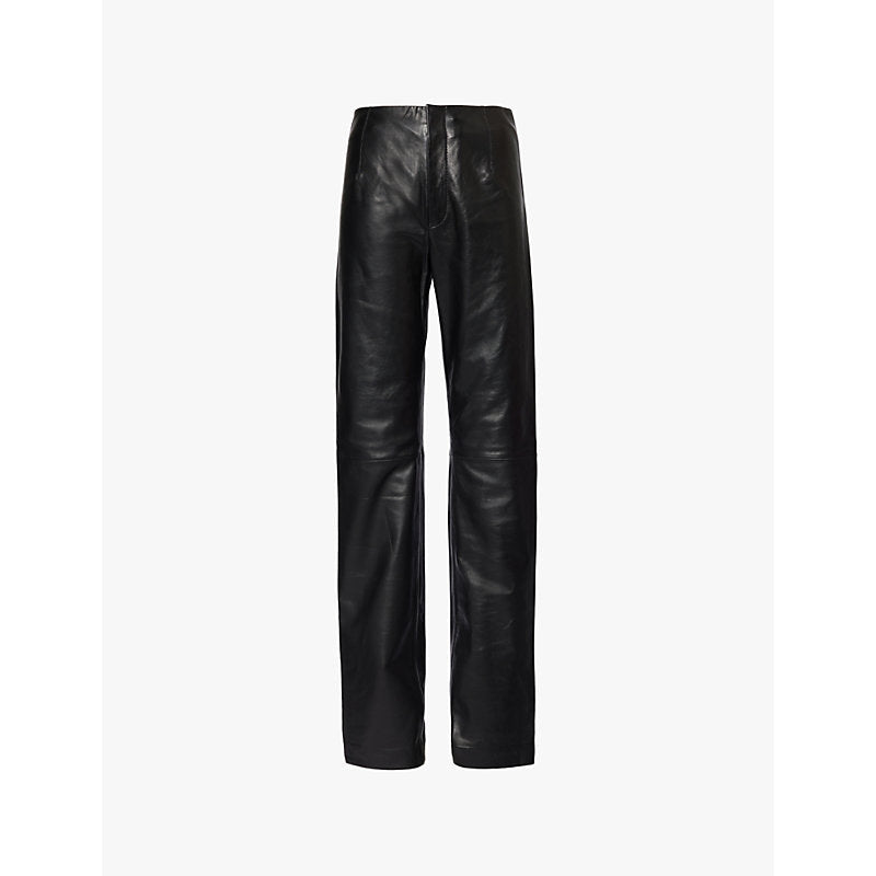 Womens The Frankie Shop Ziggys high-rise straight-leg leather trousers