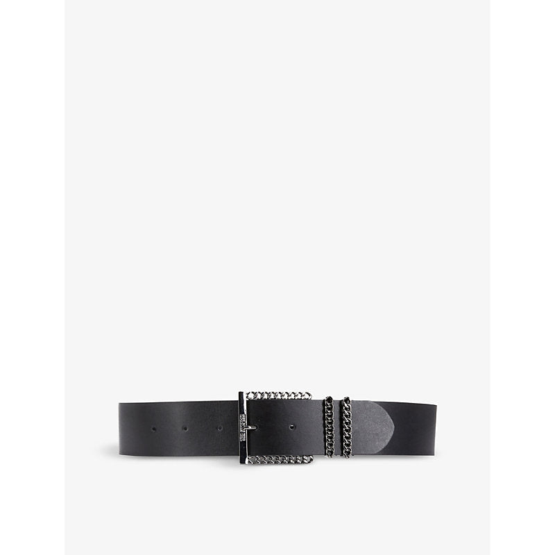 The Kooples Chain-embellished logo-embossed leather belt