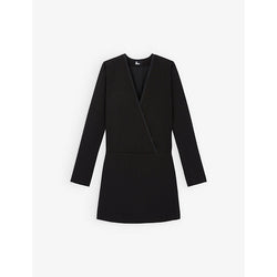 Womens The Kooples Double-breasted pleated-hem stretch-woven mini blazer dress