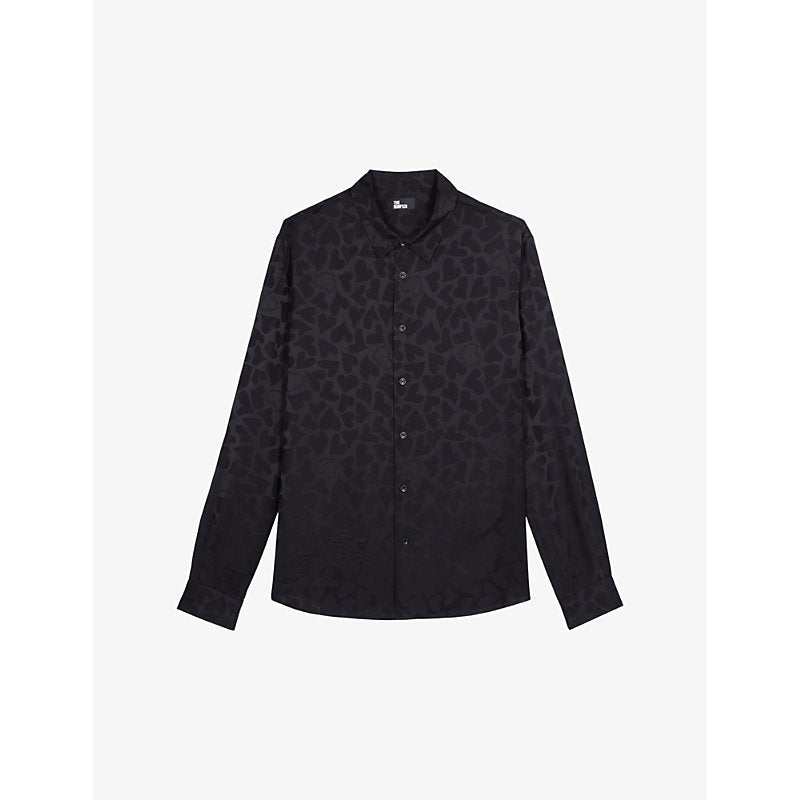 The Kooples Heart-pattern slim-fit long-sleeve woven shirt