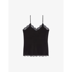 The Kooples Lace-embroidered relaxed-fit silk top