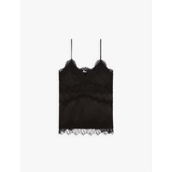 The Kooples Lace-trim silk camisole top