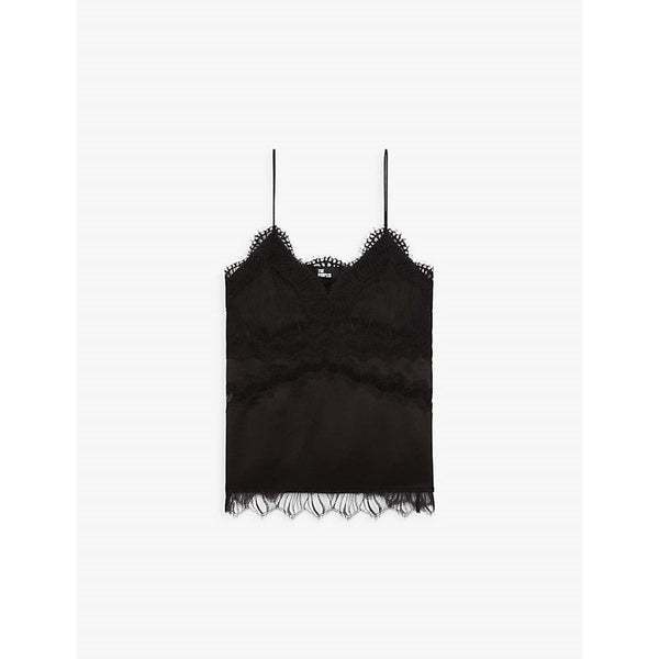 Womens The Kooples Lace-trim silk camisole top