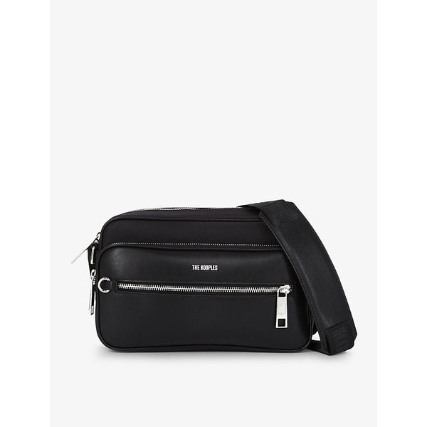 The Kooples Logo-embossed zip-up leather messenger bag