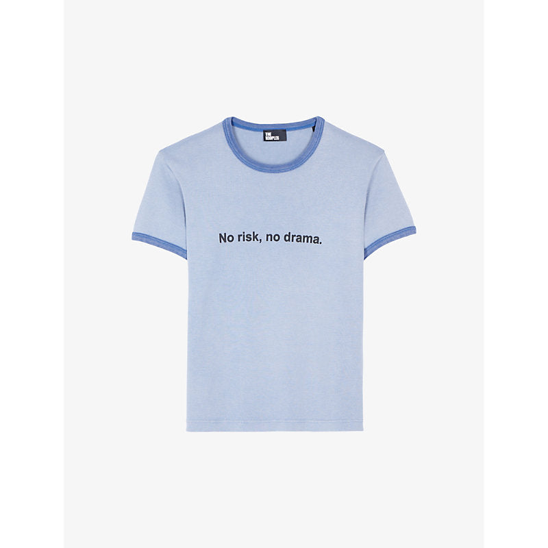 Womens The Kooples No Risk slogan-print cotton-jersey T-shirt