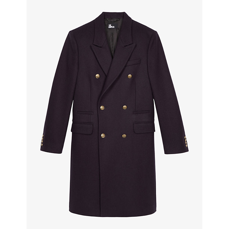 Mens The Kooples Peak-lapel double-breasted wool-blend coat