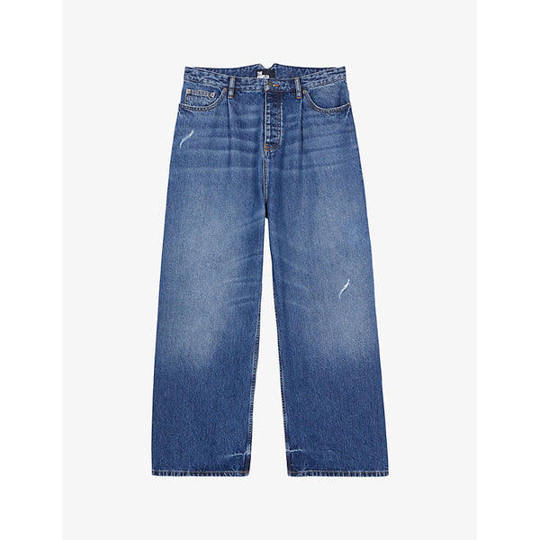 The Kooples Pleated straight-leg denim jeans