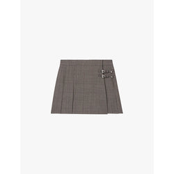 The Kooples Prince of Wales-check pleated wool mini skirt