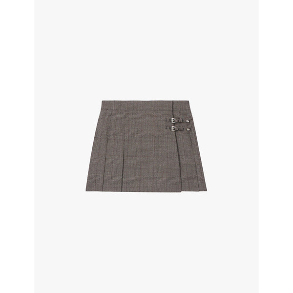 Womens The Kooples Prince of Wales-check pleated wool mini skirt