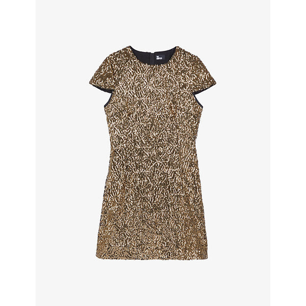 Womens The Kooples Sequin-embellished slim-fit woven mini dress