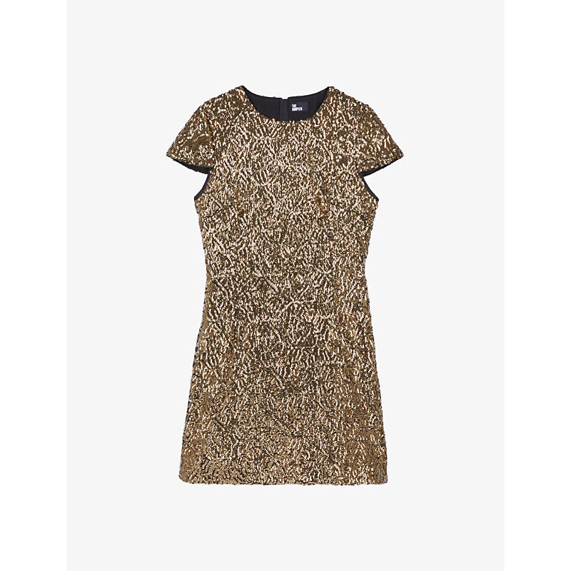 Womens The Kooples Sequin-embellished slim-fit woven mini dress