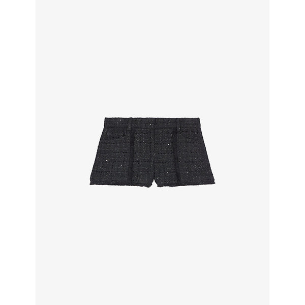 Womens The Kooples Sequin-embellished tweed shorts