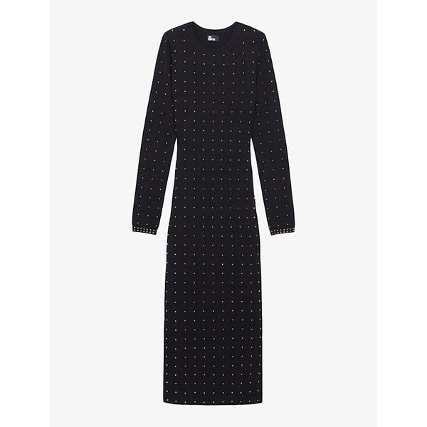 The Kooples Spike-embellishment stretch-woven midi dress | LYBSTORE